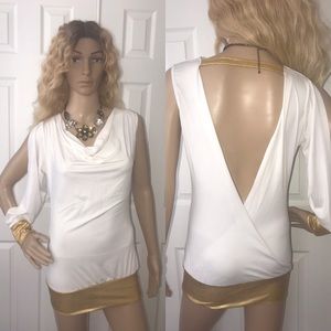 White & gold one sleeve dress